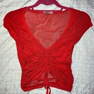 Red sheer top